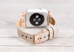Gray-Beige Slim Full Grain Leather Band (Gold Rivet)