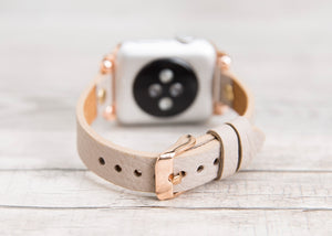 Gray-Beige Slim Full Grain Leather Band (Gold Rivet)