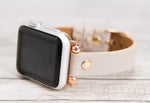 Gray-Beige Slim Full Grain Leather Band (Gold Rivet)