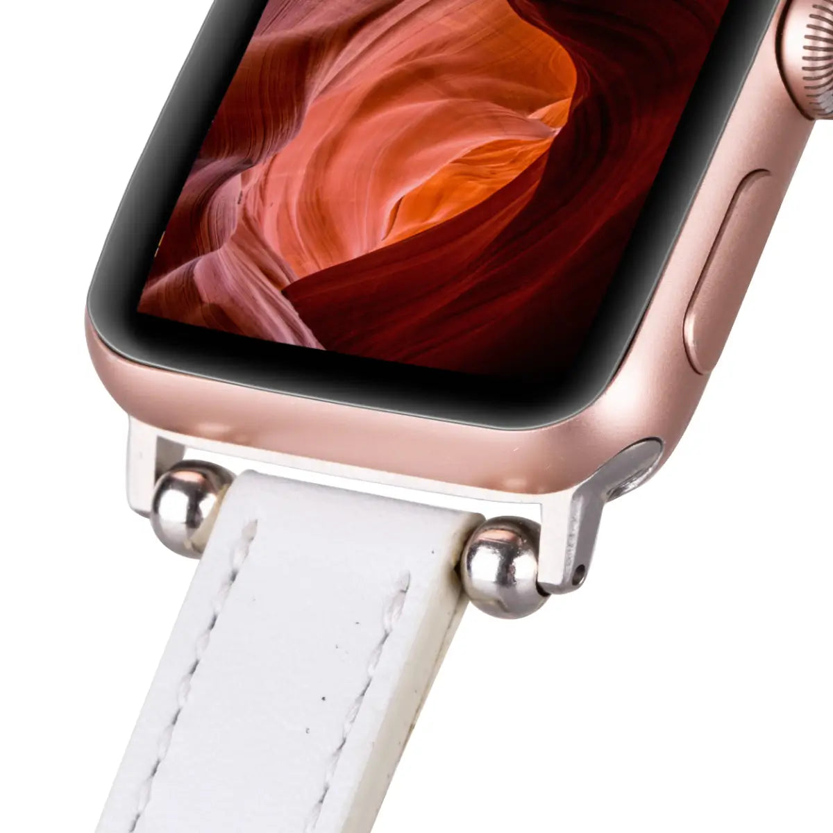 White Leather Ultra Slim Apple Watch Band
