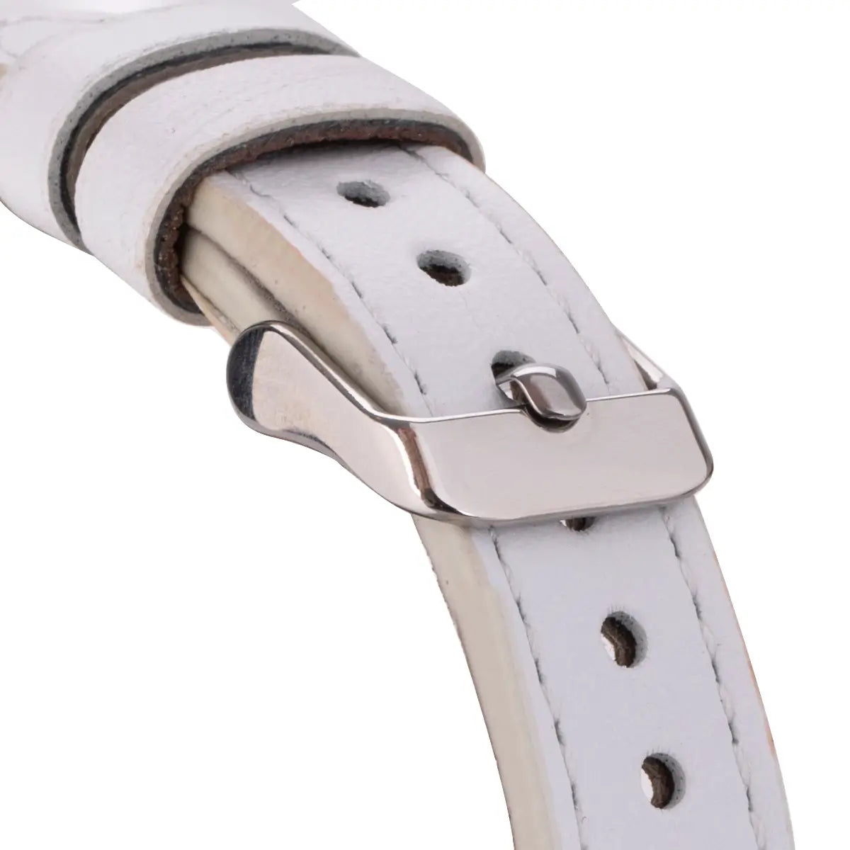 White Leather Ultra Slim Apple Watch Band
