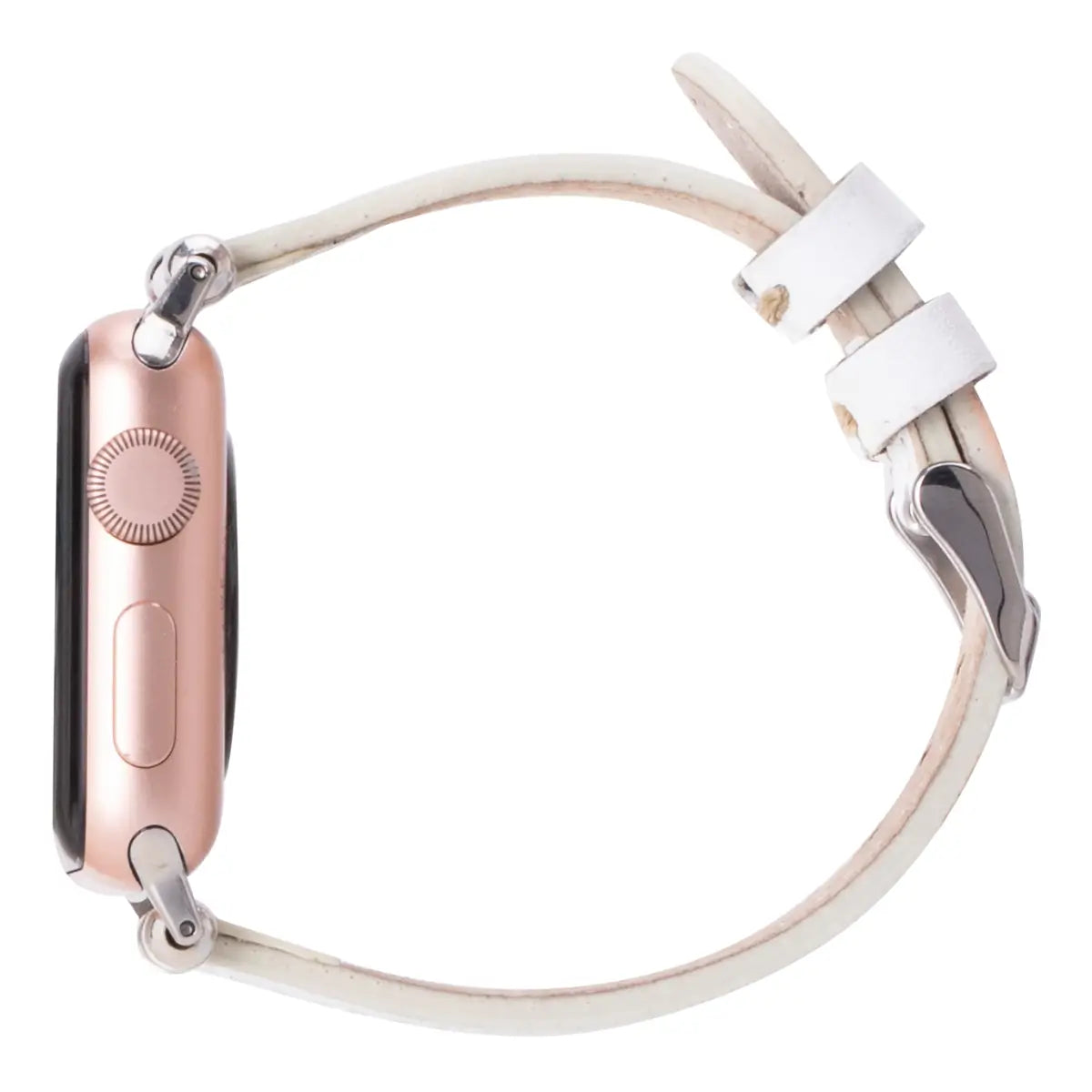 White Leather Ultra Slim Apple Watch Band
