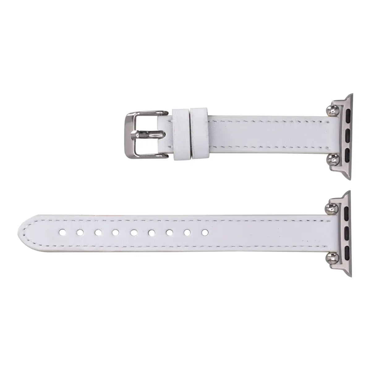 White Leather Ultra Slim Apple Watch Band