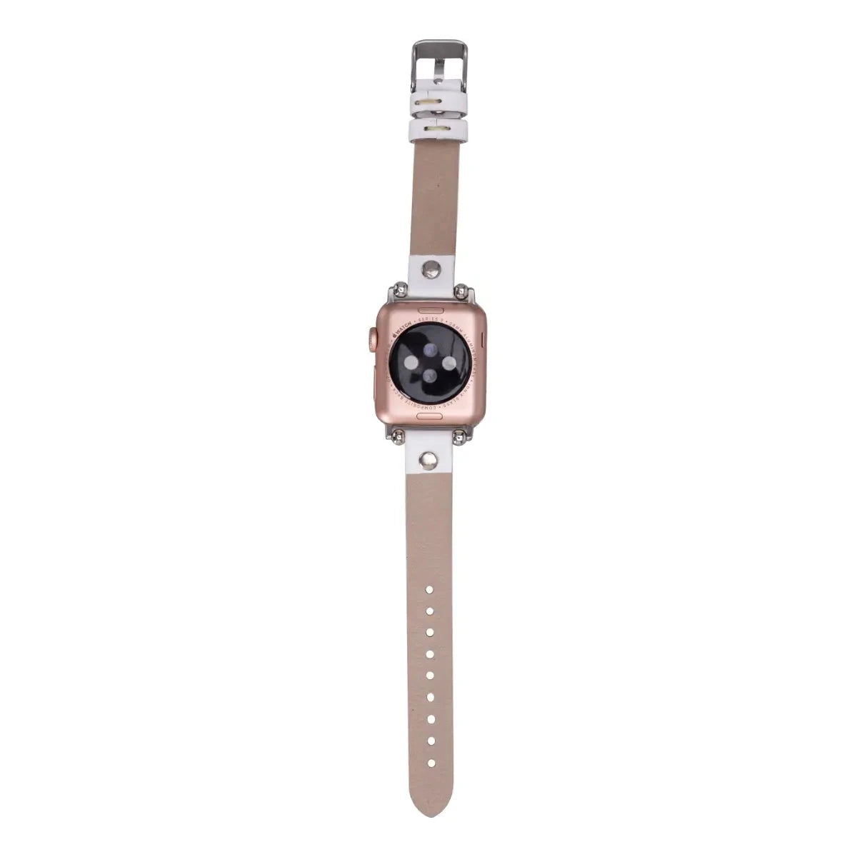 White Leather Ultra Slim Apple Watch Band