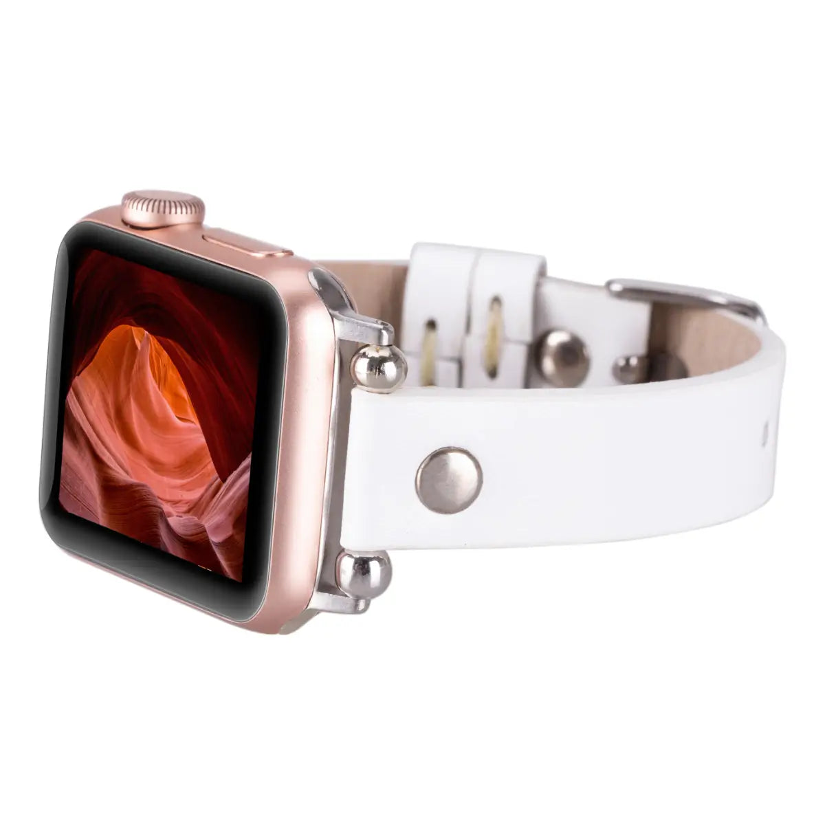 White Leather Ultra Slim Apple Watch Band