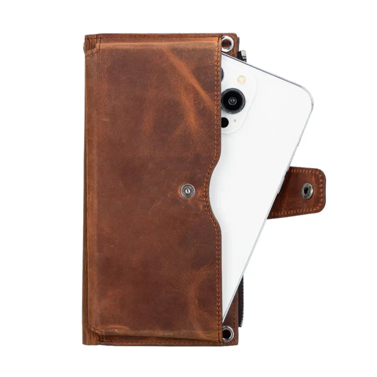 Women's Crossbody Wallet-Distressed Brown