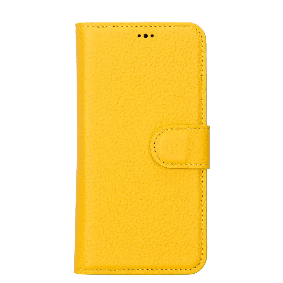Yellow Leather Wallet Case for iPhone 14