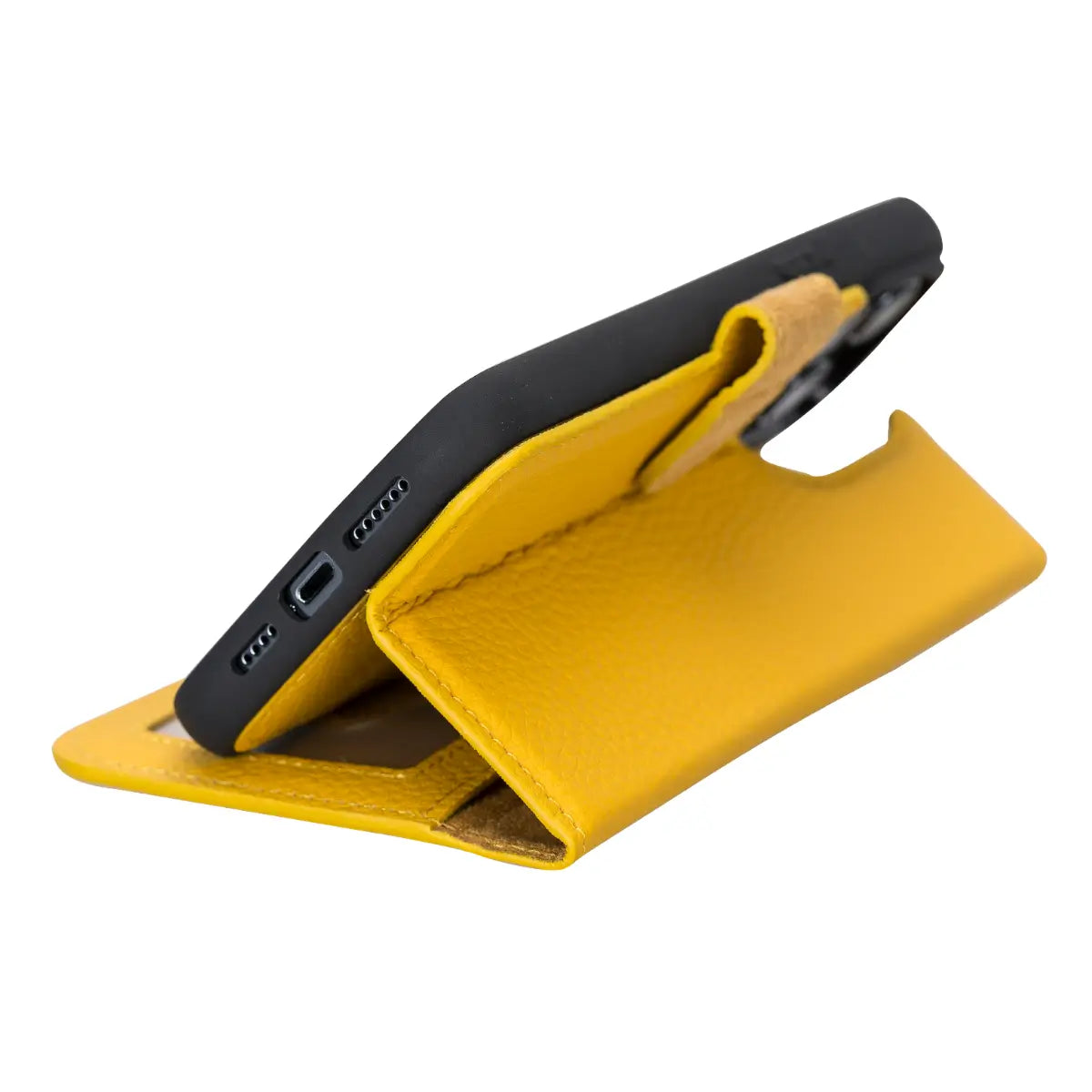Yellow Leather Wallet Case for iPhone 14 Pro Max