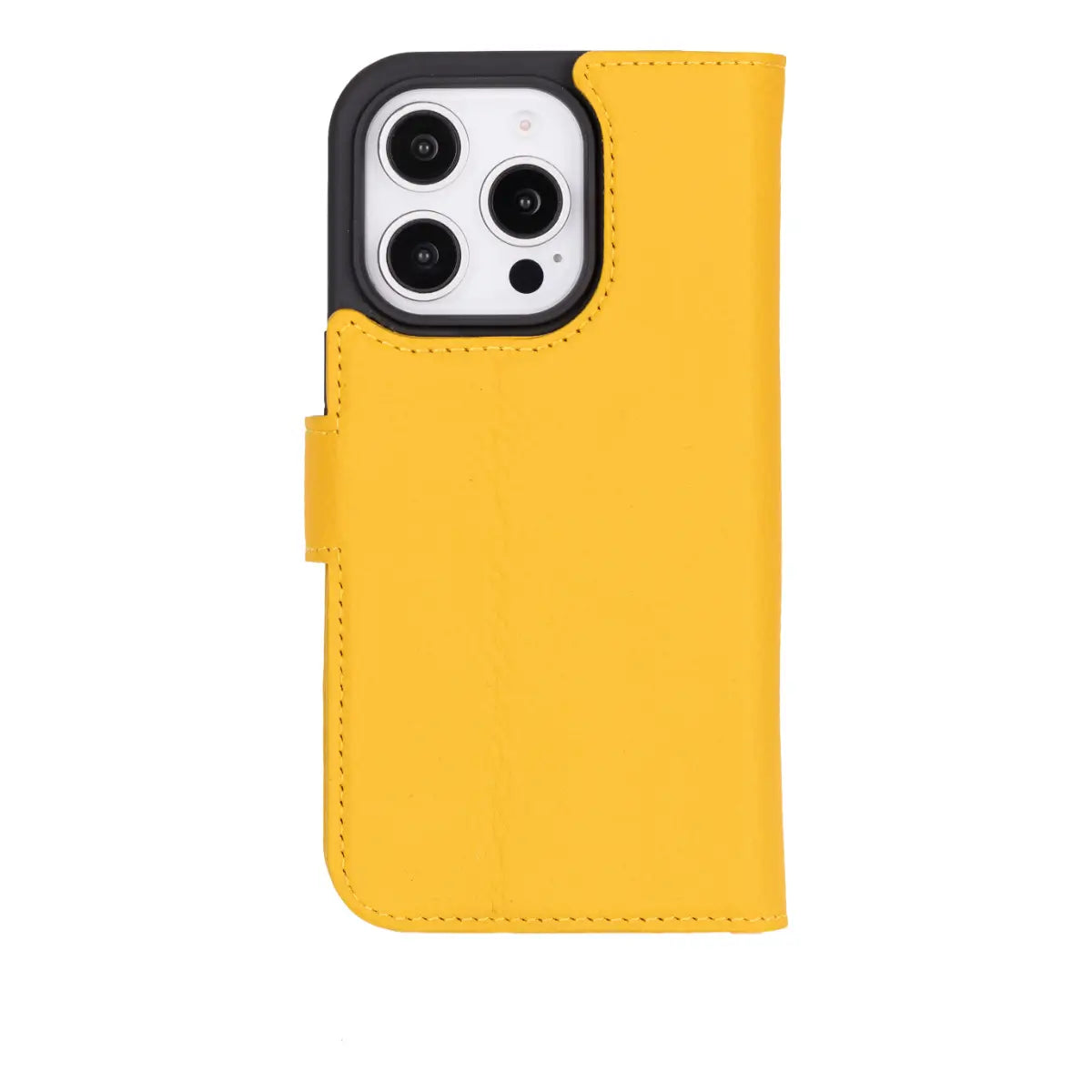 Yellow Leather Wallet Case for iPhone 16 Pro