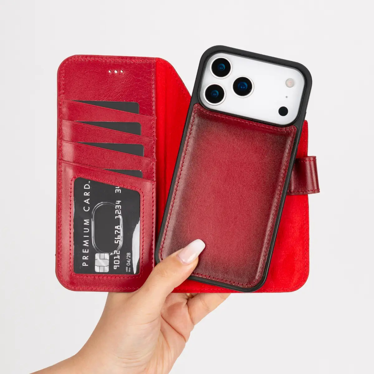 iPhone 18 Pro Leather Case – Burnished Red (Vero)