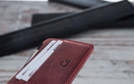 Red-Black Color Leather Slim Wallet