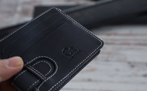 Two Sided Full Grain Leather Black Wallet