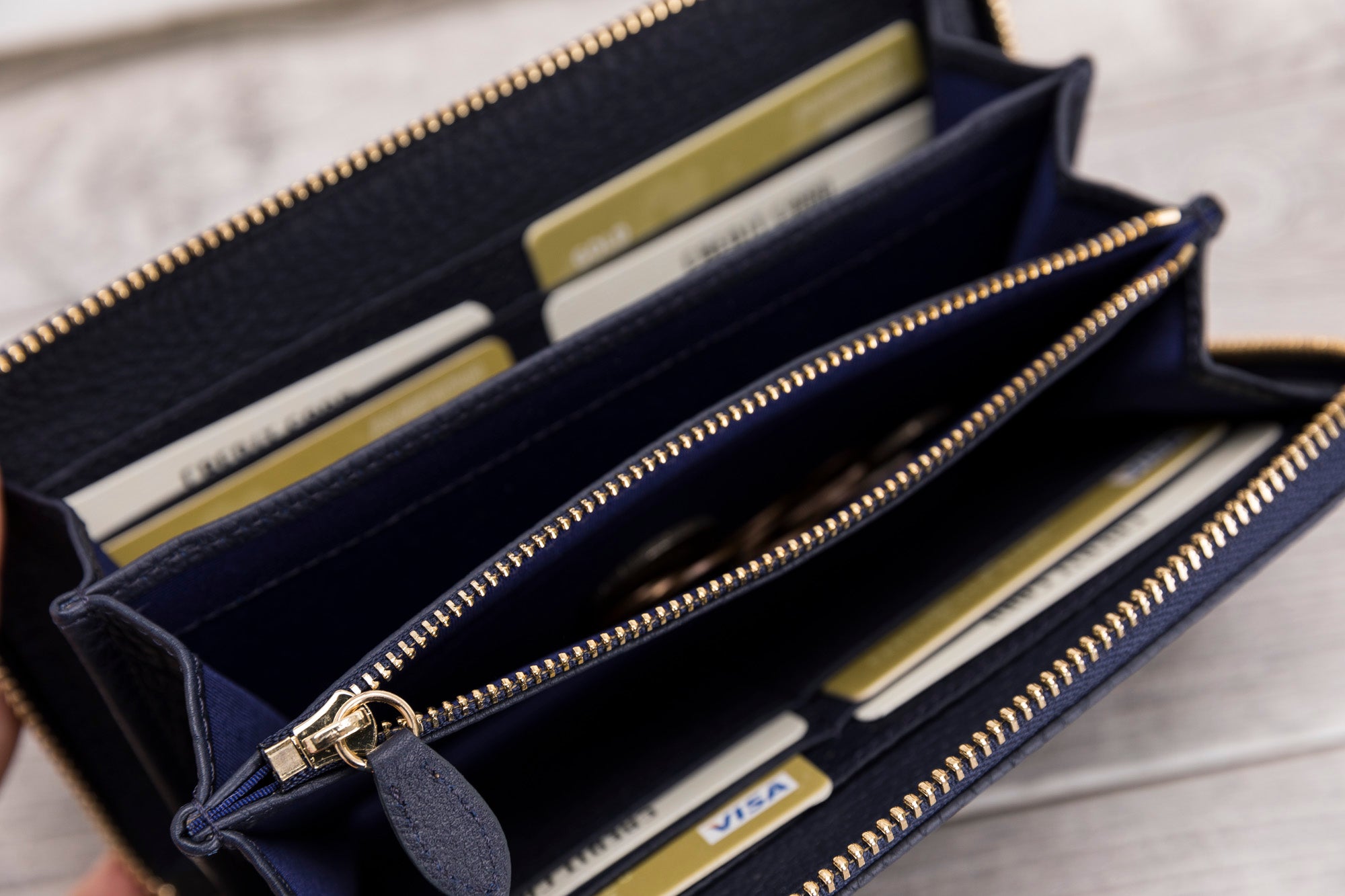 Navy Blue Leather Womens Wallet