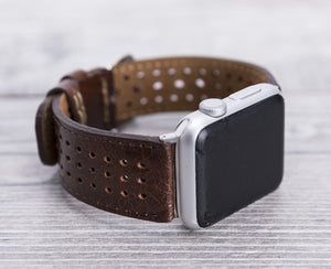 Perforated Dark Brown Leather Band for Apple Watch