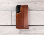 Burnished Tan Magnetic Leather Wallet Case for Galaxy S22 / S22 Plus/ S22 Ultra