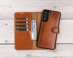 Burnished Tan Magnetic Leather Wallet Case for Galaxy S22 / S22 Plus/ S22 Ultra
