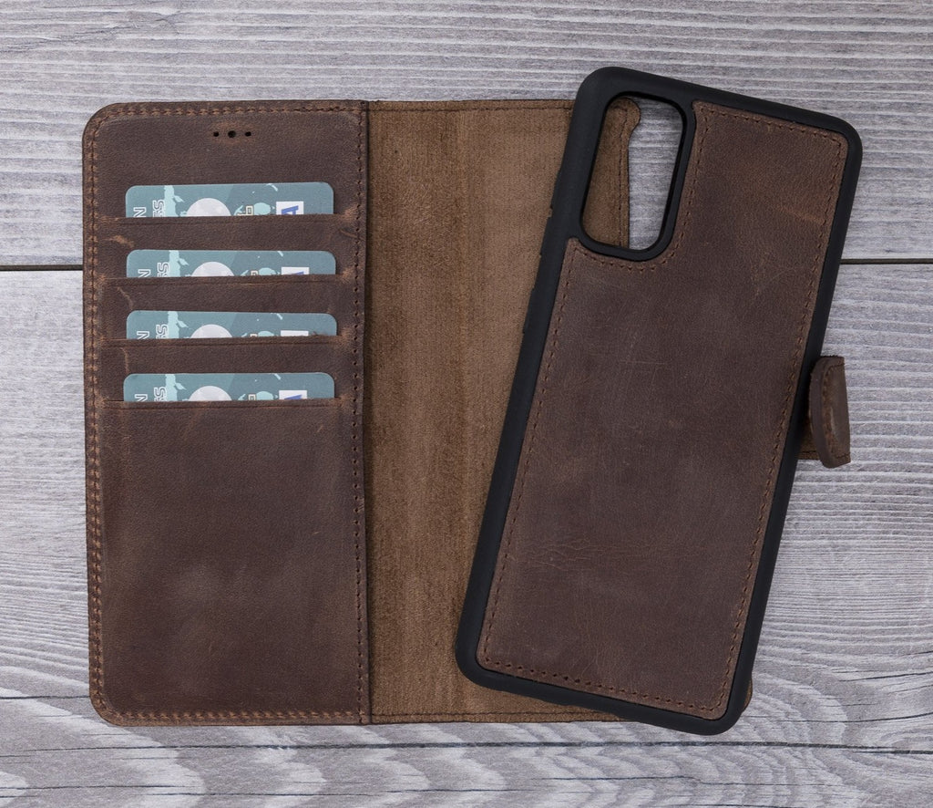 Antic Brown Magnetic Leather Wallet Case for Galaxy S20 / S20 Plus/ S20 Ultra