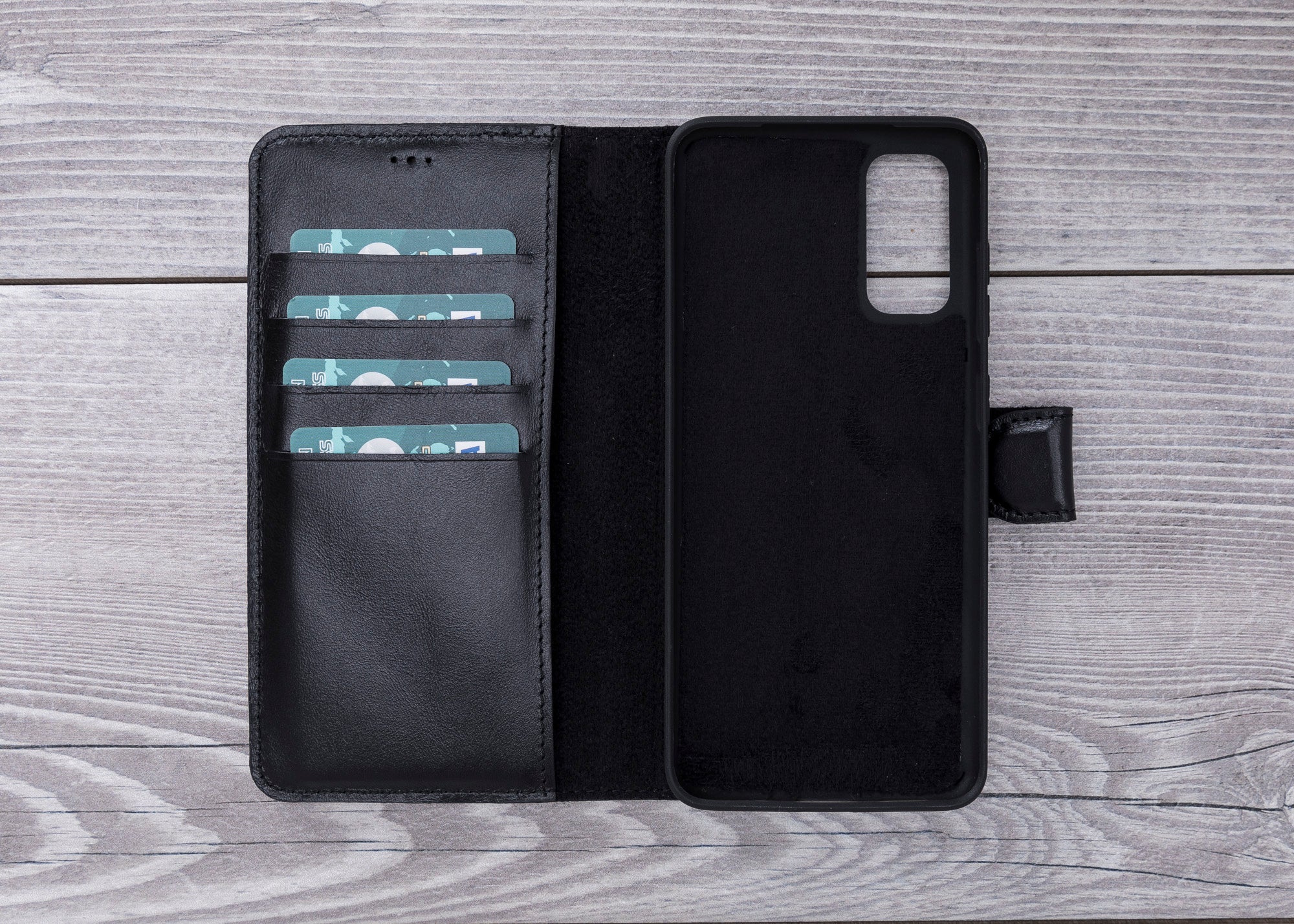 Black Magnetic Leather Wallet Case for Galaxy S20 / S20 Plus/ S20 Ultra