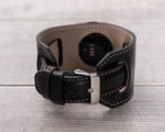 Black Leather Cuff for Fitbit Watch
