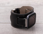 Black Leather Cuff for Fitbit Watch