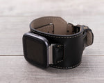 Black Leather Cuff for Fitbit Watch
