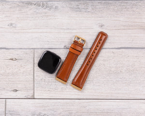 Tan Color Leather Band for Fitbit Watch