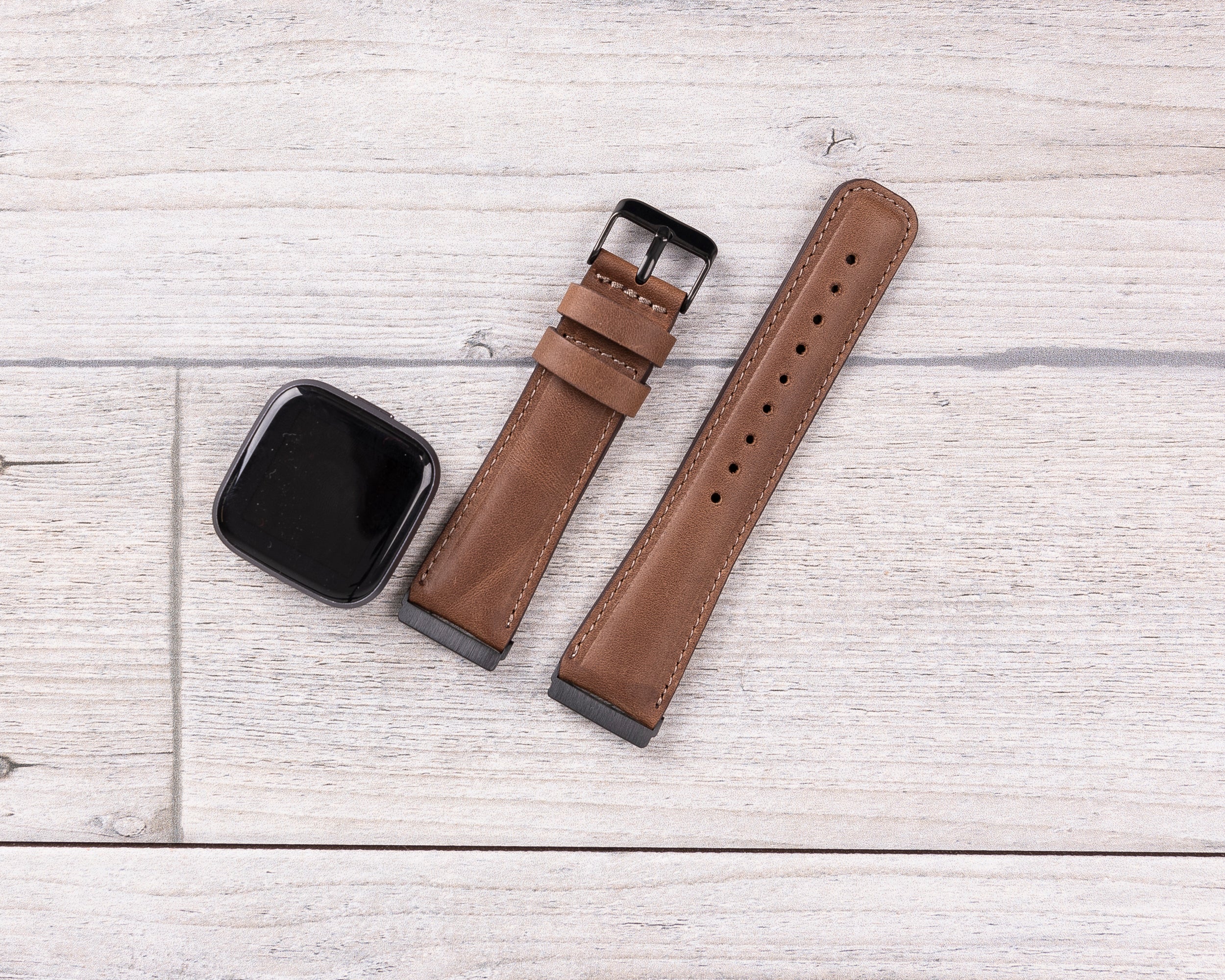 Brown Leather Band for Fitbit Watch