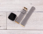Perforated Gray Leather Band for Fitbit Watch