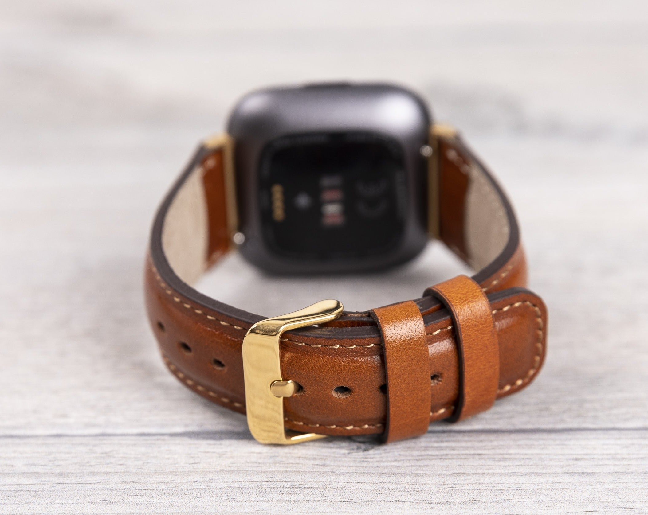Tan Color Leather Band for Fitbit Watch
