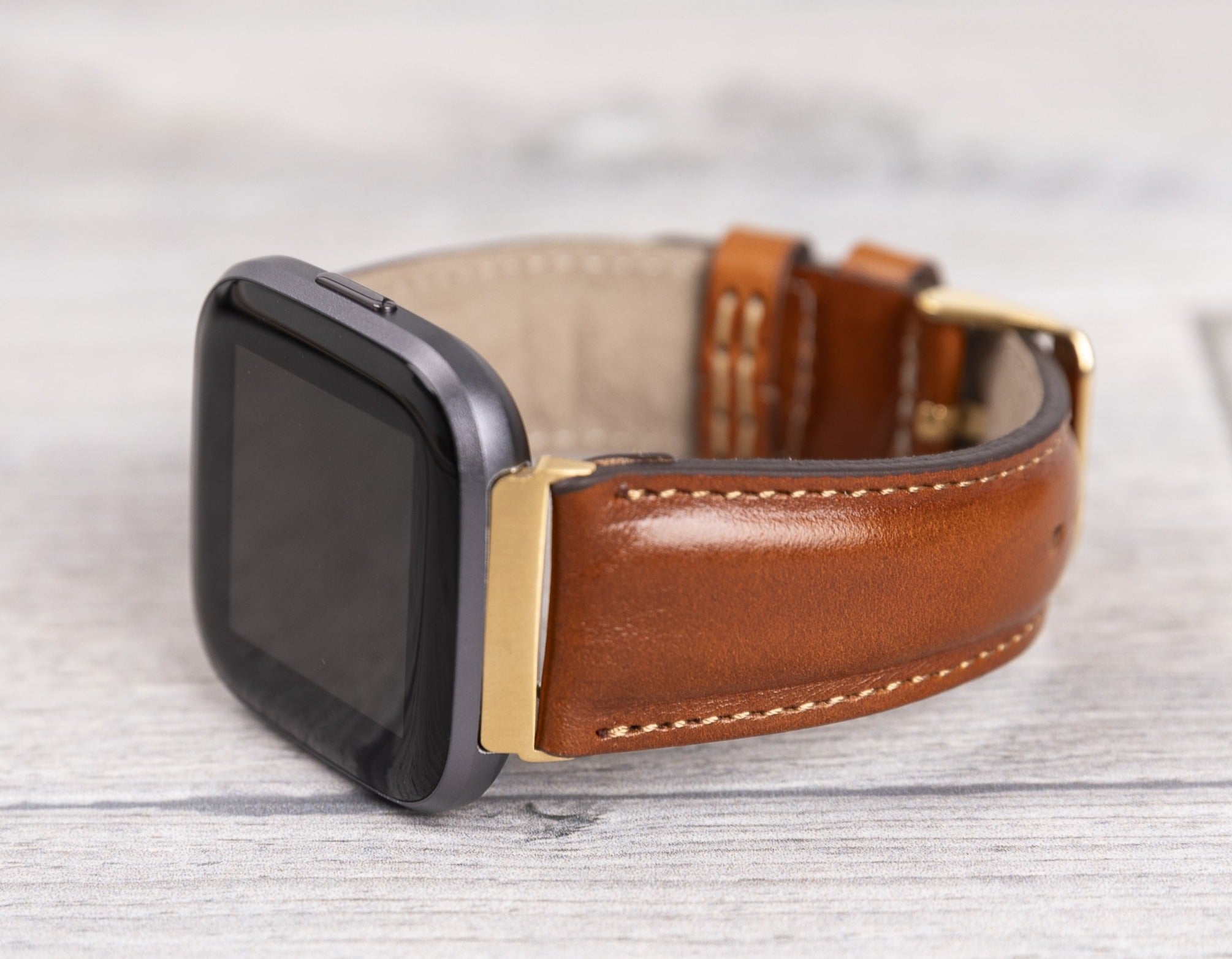 Tan Color Leather Band for Fitbit Watch