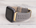 Perforated Gray Leather Band for Fitbit Watch