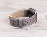 Perforated Gray Leather Band for Fitbit Watch
