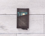 Burnished Gray Leather Minimalist Card Holder
