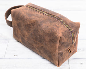 Leather Dopp Kit Bag