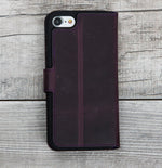 Purple Genuine Leather Wallet Case for iPhone 7 / 7 Plus / 8 / 8 Plus and SE-2
