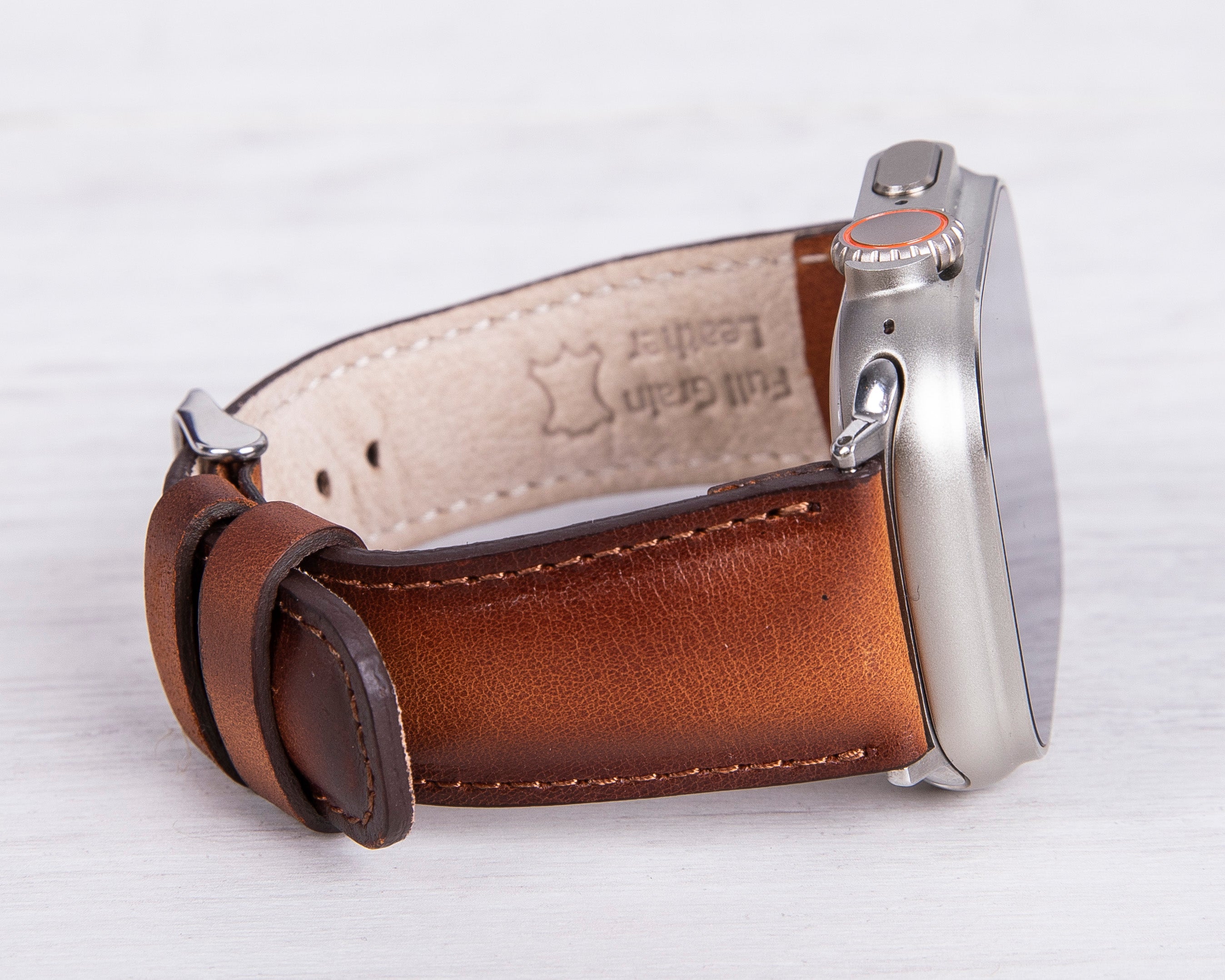 Full Grain Leather Burnished Brown Band for Apple Watch