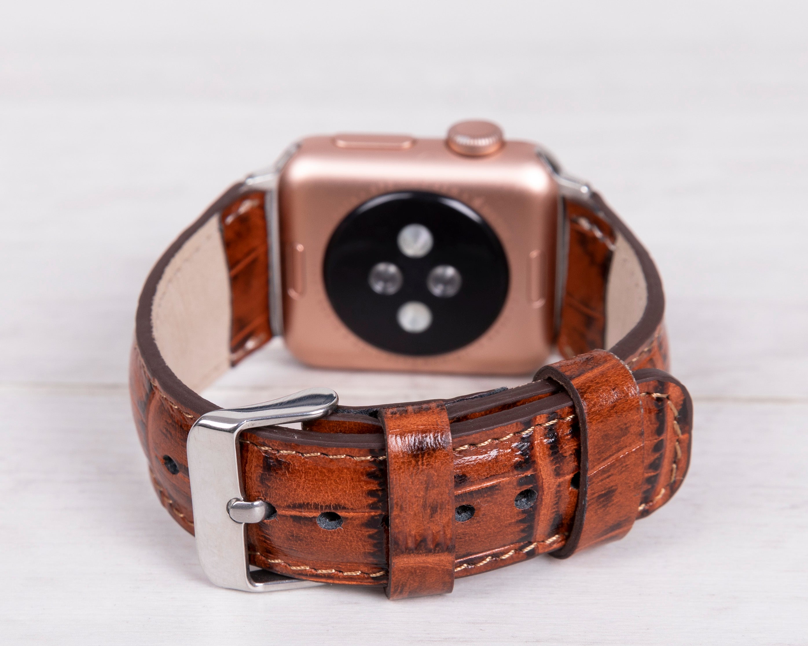 Croco Pattern Brown Leather Band for Apple Watch