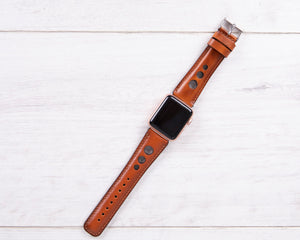Leather Burnished Tan Rally Band for Apple Watch