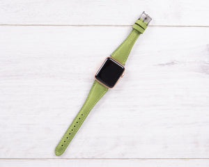 Full Grain Leather Green Slim Band for Apple Watch