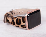 Leopard Pattern Slim Furry Leather Band for Apple Watch