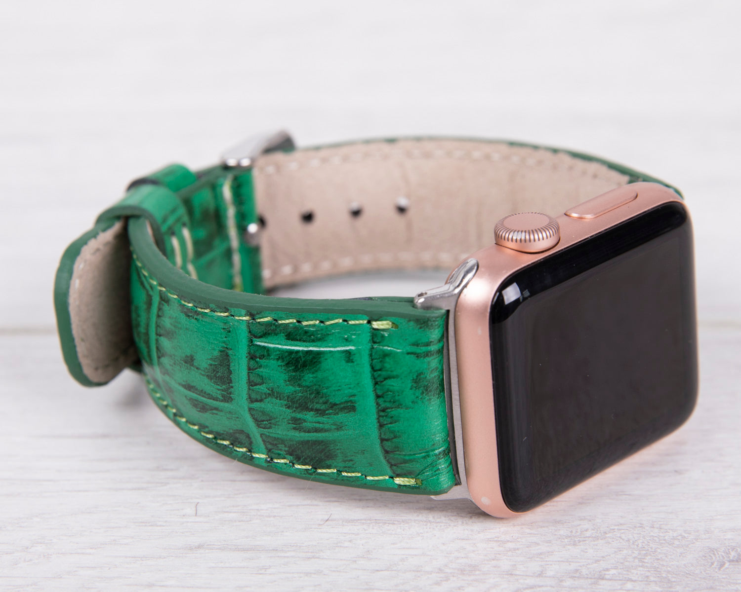 Croco Pattern Green Leather Band for Apple Watch