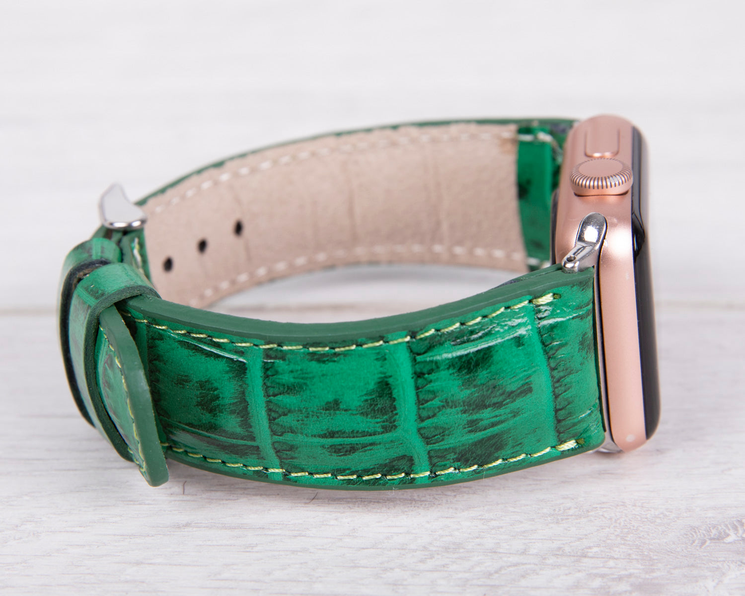 Croco Pattern Green Leather Band for Apple Watch