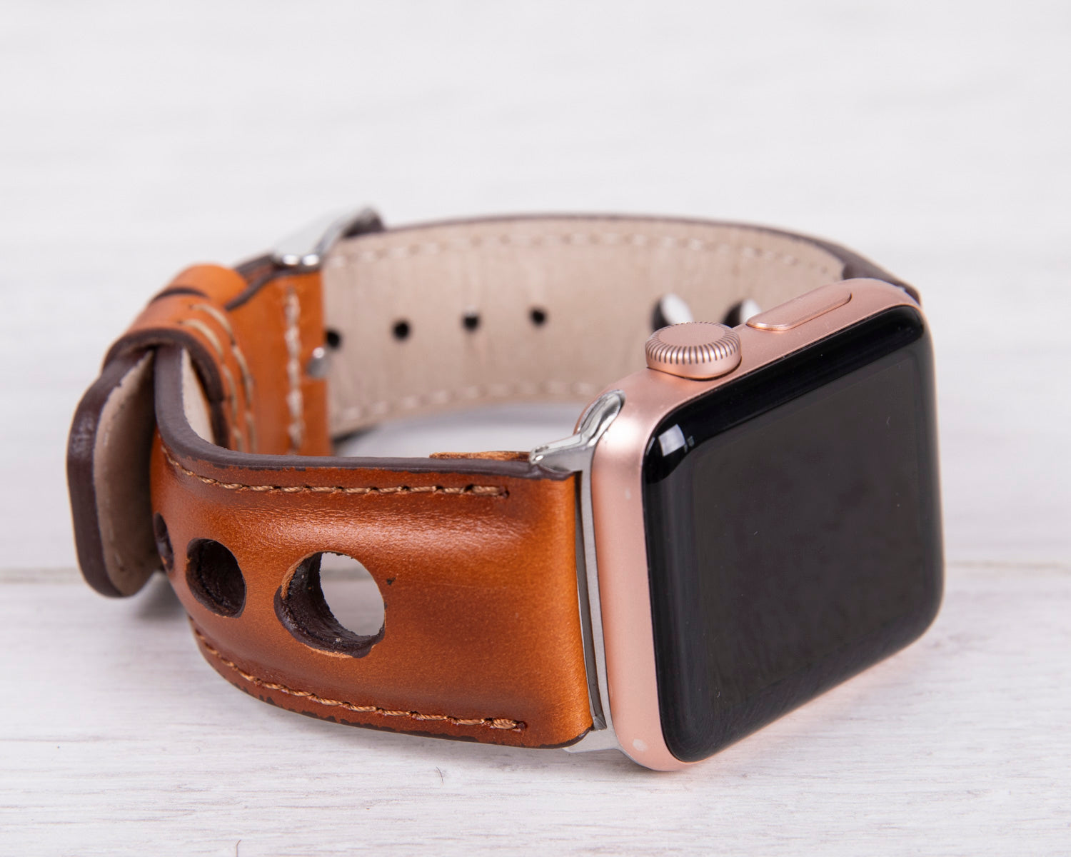 Leather Burnished Tan Rally Band for Apple Watch