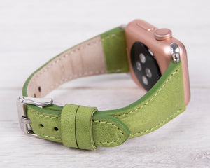 Full Grain Leather Green Slim Band for Apple Watch