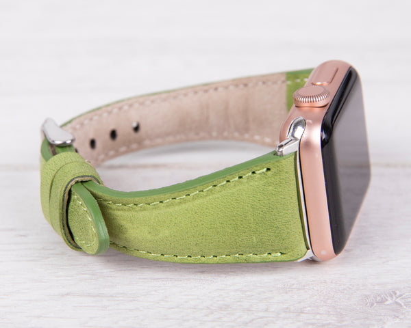 Full Grain Leather Green Slim Band for Apple Watch O2Leather