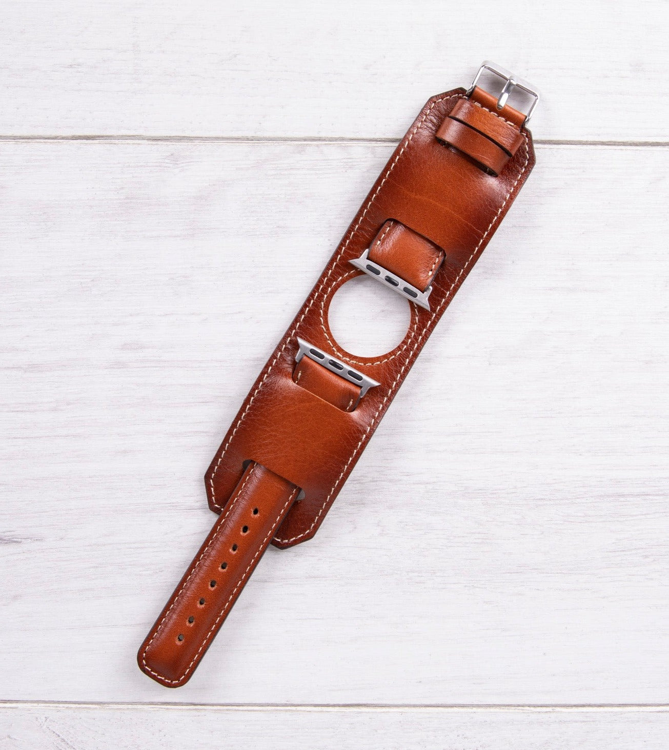 Genuine Leather Burnished Tan Cuff for Apple Watch