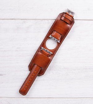 Genuine Leather Burnished Tan Cuff for Apple Watch
