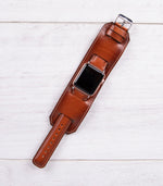 Genuine Leather Burnished Tan Cuff for Apple Watch