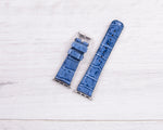 Croco Pattern Blue Leather Band for Apple Watch