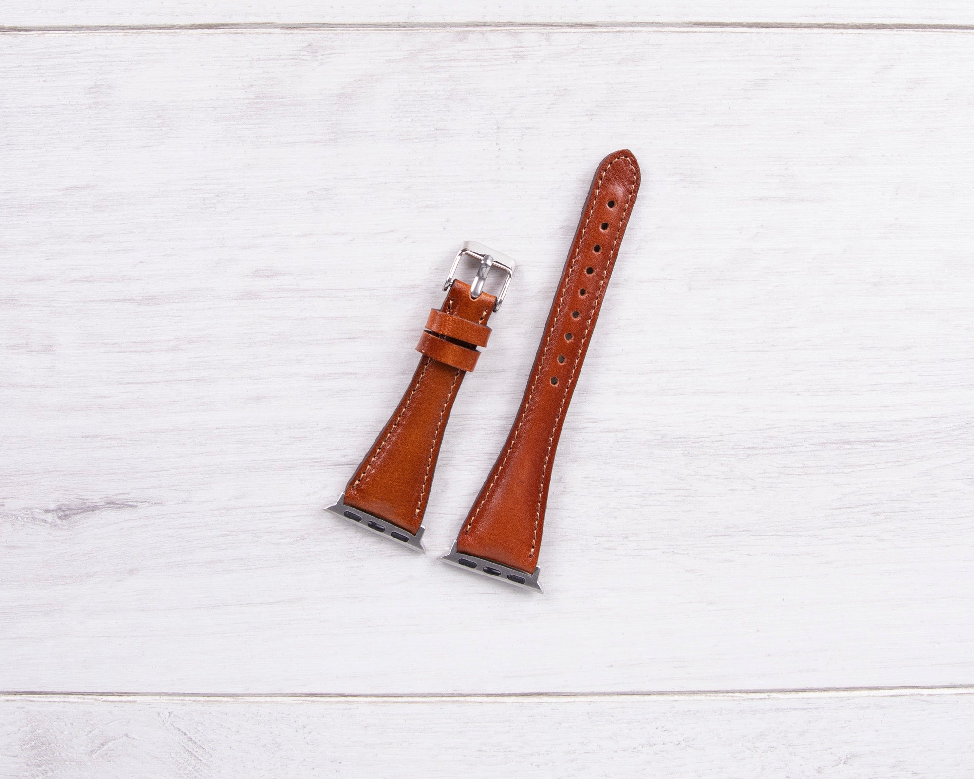 Genuine Leather Burnished Tan Slim Band for Apple Watch